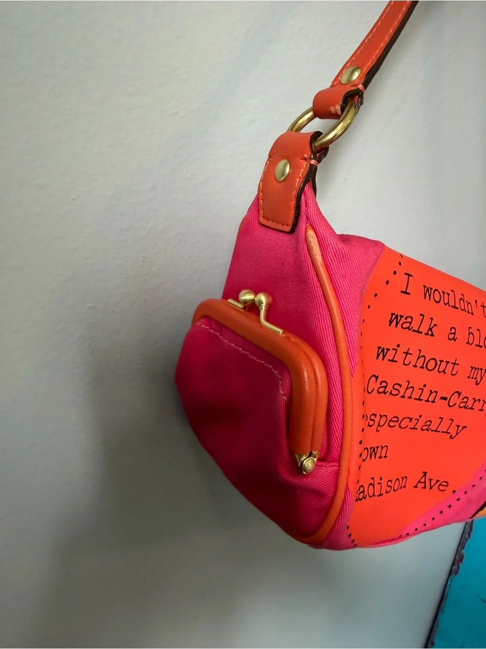 RARE Y2K Coach Bonnie Cashin Carry Kisslock Mini Shoulder Bag Pink Orange 42583